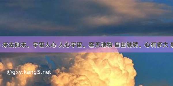 来去随心 来去如来。宇宙人心 人心宇宙。容天地物 自由驰骋。心有多大 境有多高。