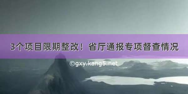 3个项目限期整改！省厅通报专项督查情况