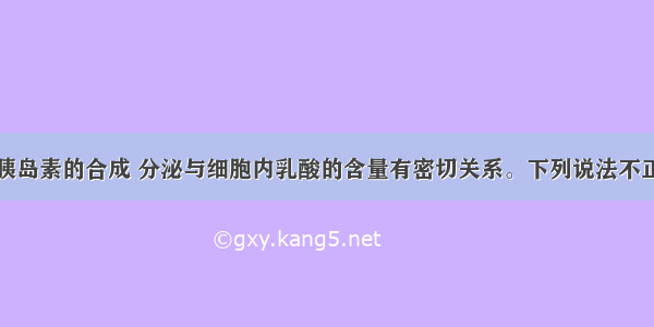 如图 人体胰岛素的合成 分泌与细胞内乳酸的含量有密切关系。下列说法不正确的是A. 