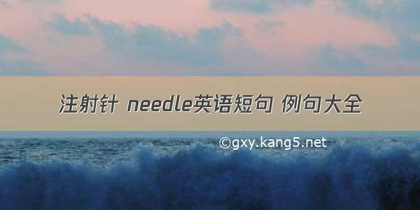 注射针 needle英语短句 例句大全