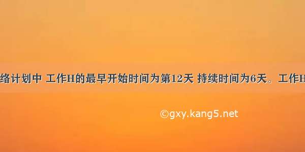 在单代号网络计划中 工作H的最早开始时间为第12天 持续时间为6天。工作H有三项紧后