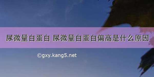 尿微量白蛋白 尿微量白蛋白偏高是什么原因