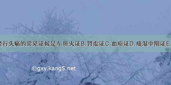 下列各项 不属经行头痛的常见证候是A.肝火证B.肾虚证C.血瘀证D.痰湿中阻证E.血虚证ABCDE