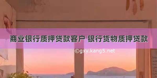 商业银行质押贷款客户 银行货物质押贷款