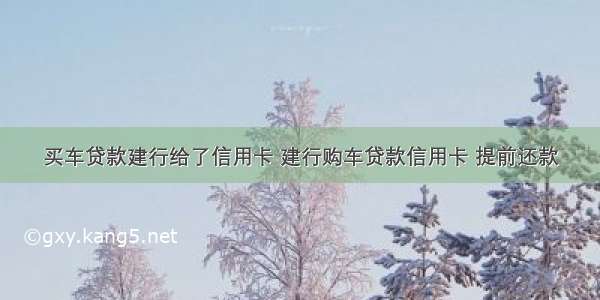 买车贷款建行给了信用卡 建行购车贷款信用卡 提前还款