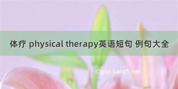 体疗 physical therapy英语短句 例句大全