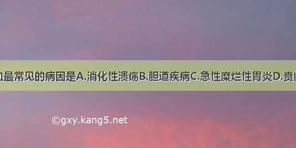 上消化道出血最常见的病因是A.消化性溃疡B.胆道疾病C.急性糜烂性胃炎D.贲门黏膜撕裂症